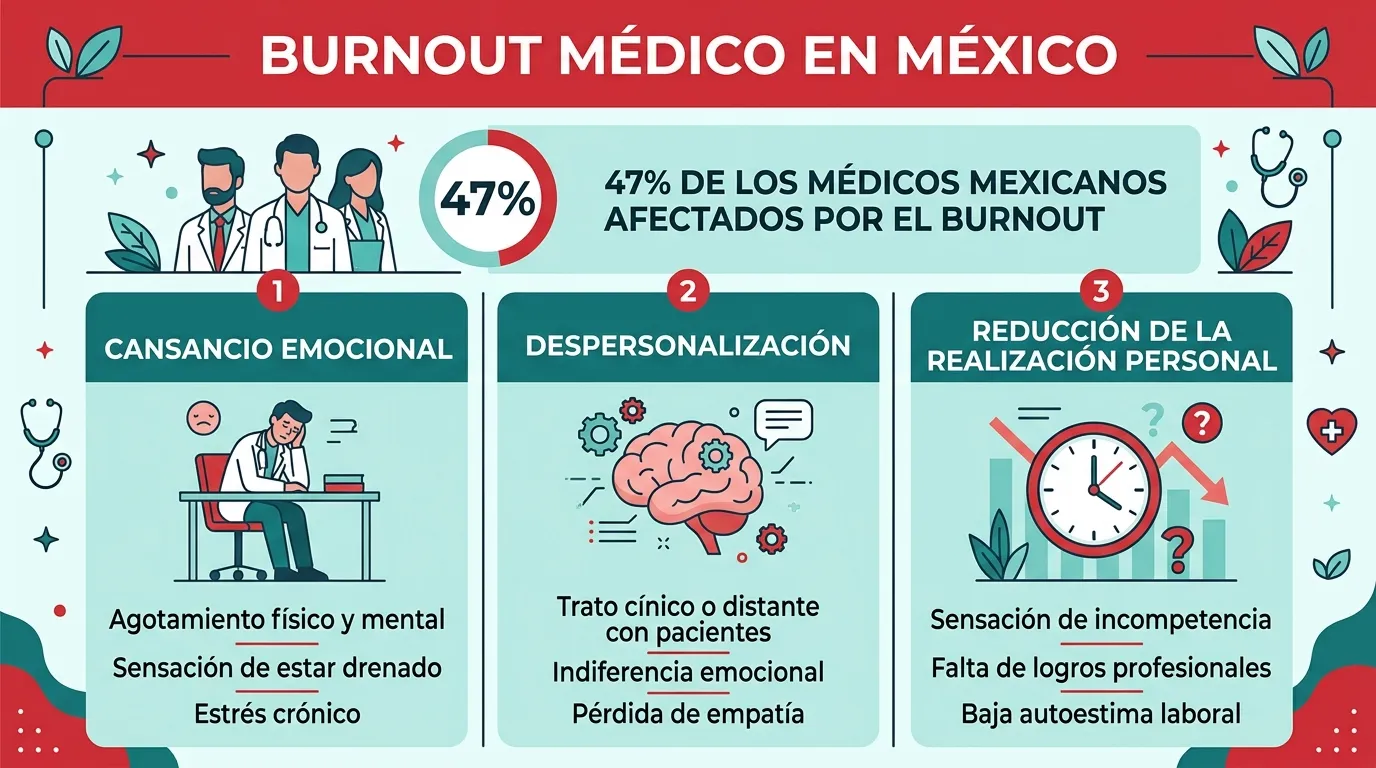 Estadísticas de burnout en médicos mexicanos con datos de prevalencia