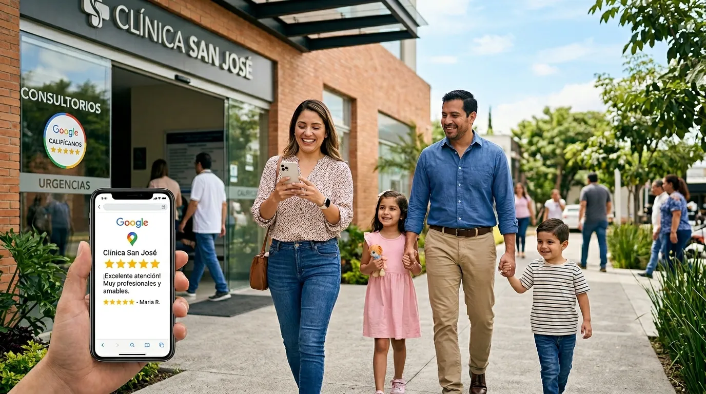 Paciente dejando reseña positiva en Google sobre su experiencia en consultorio médico