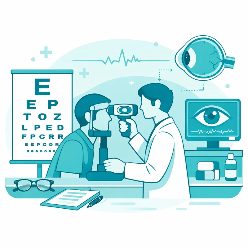 Examen oftalmológico digital con medición de agudeza visual y tonometría