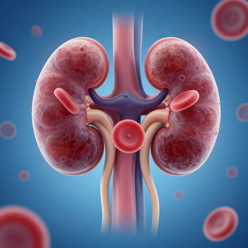Ilustración médica del sistema urinario y hematuria