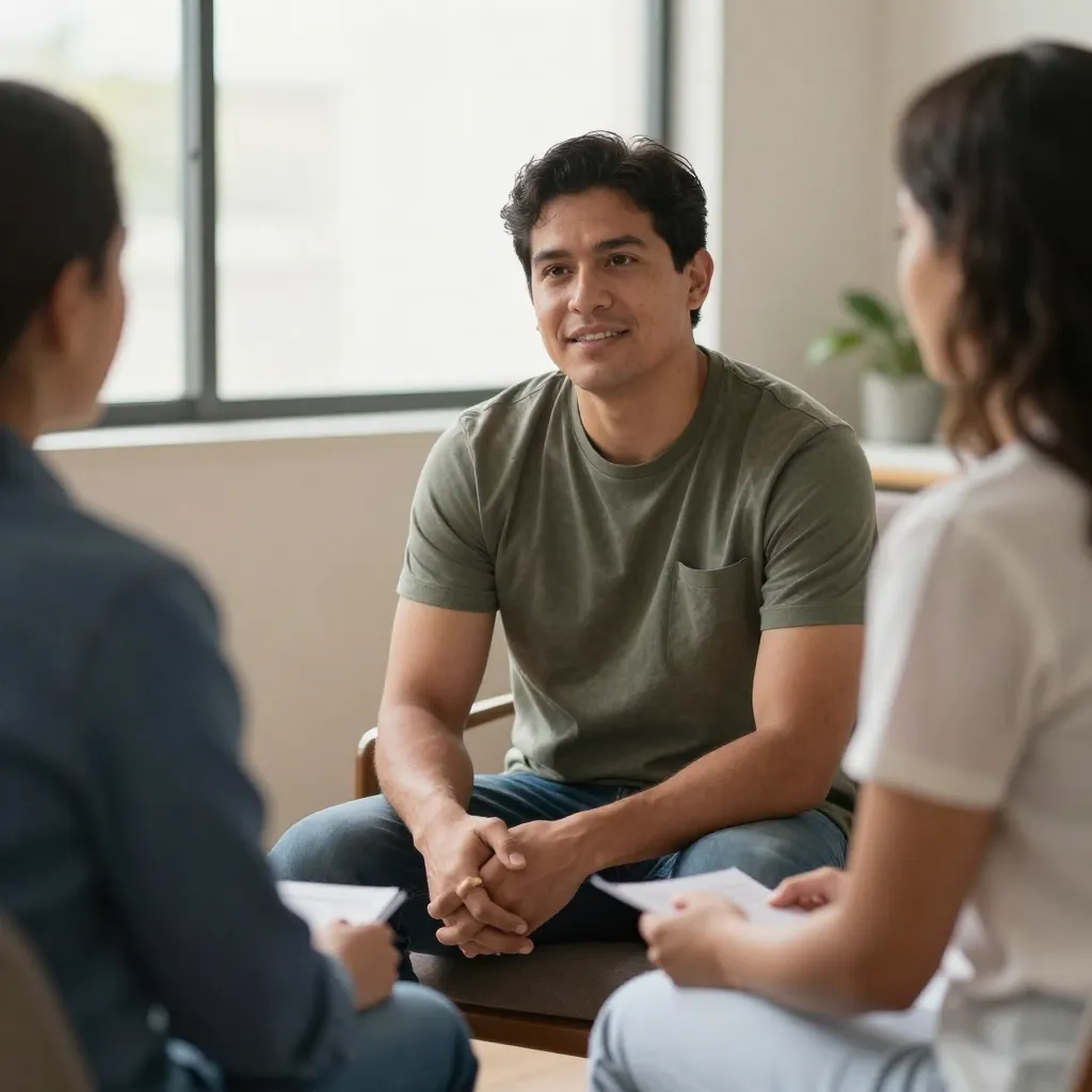Persona recibiendo apoyo profesional en consulta de salud mental