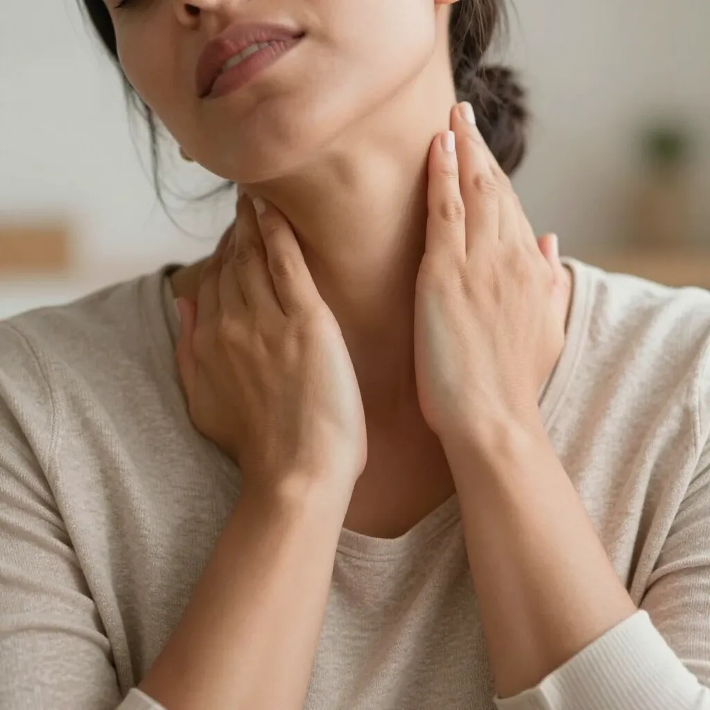 Mujer con dolor en cuello y hombros por fibromialgia