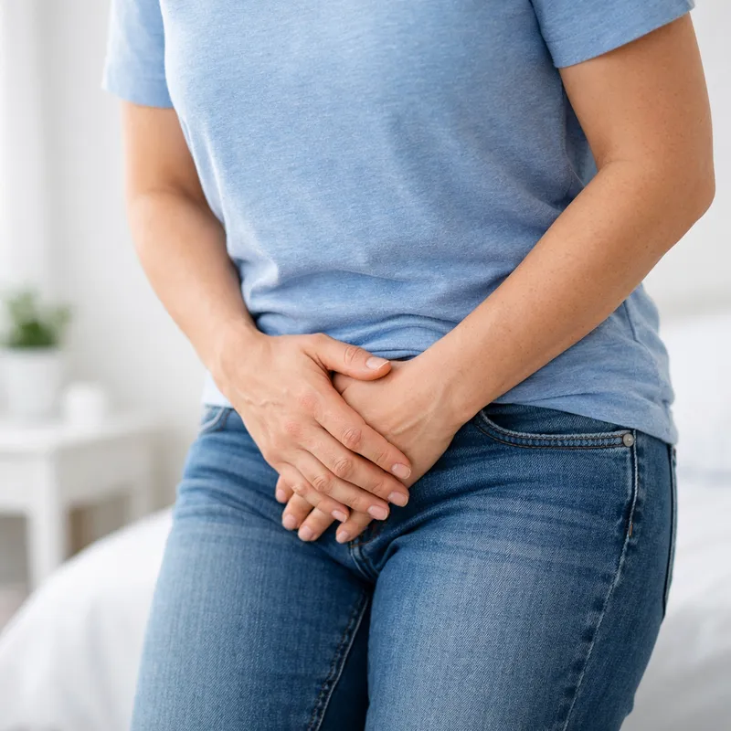 Persona con molestia en la zona de la ingle