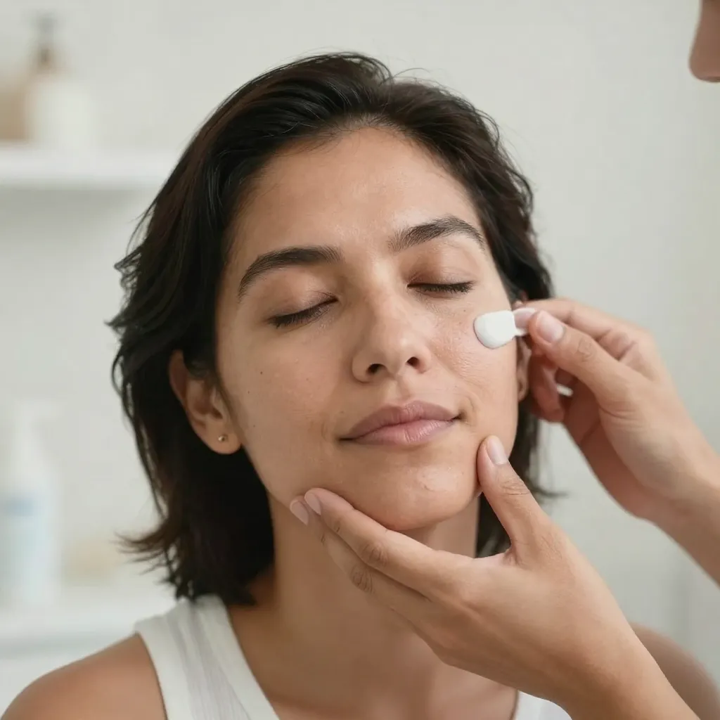 Latin American person caring for sensitive skin after radiation treatment