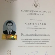 Foto de Dr. Luis Antonio Buenrostro Barrón, Geriatría en Aguascalientes