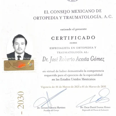 Foto de Dr. José Roberto Acosta Gomez, Ortopedia y Traumatología en Ciudad de México