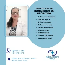 Foto de Dr. Tania Lorena Zenteno Pérez, Nefrología en Tuxtla Gutiérrez